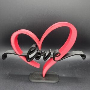 Red & Black Heart Love Sculpture-3D Printed